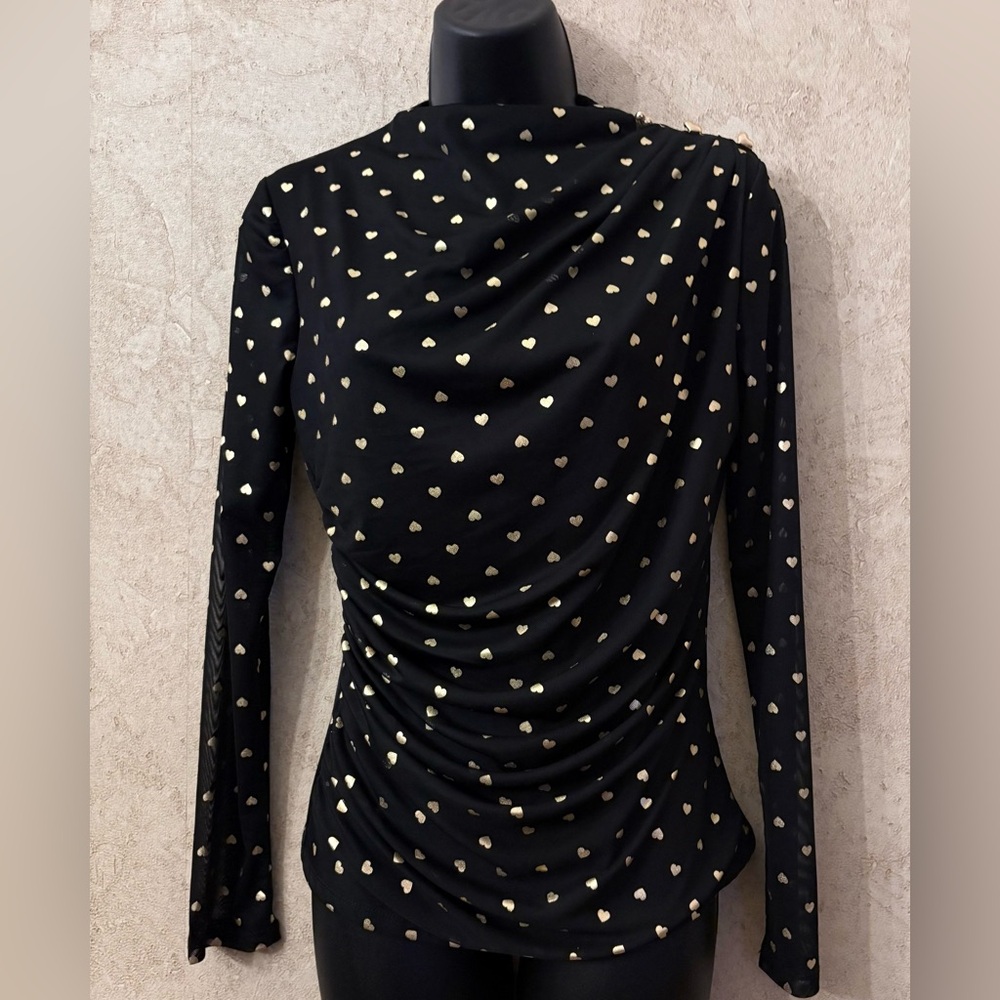 Love Forever Black and Gold Hearts Women's Top